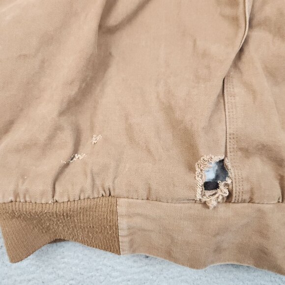 VTG Canvas Jacket Men's XLT Hooded Duck Brown Quilt Lined Workwear Logo THRASHED - Picture 16 of 16